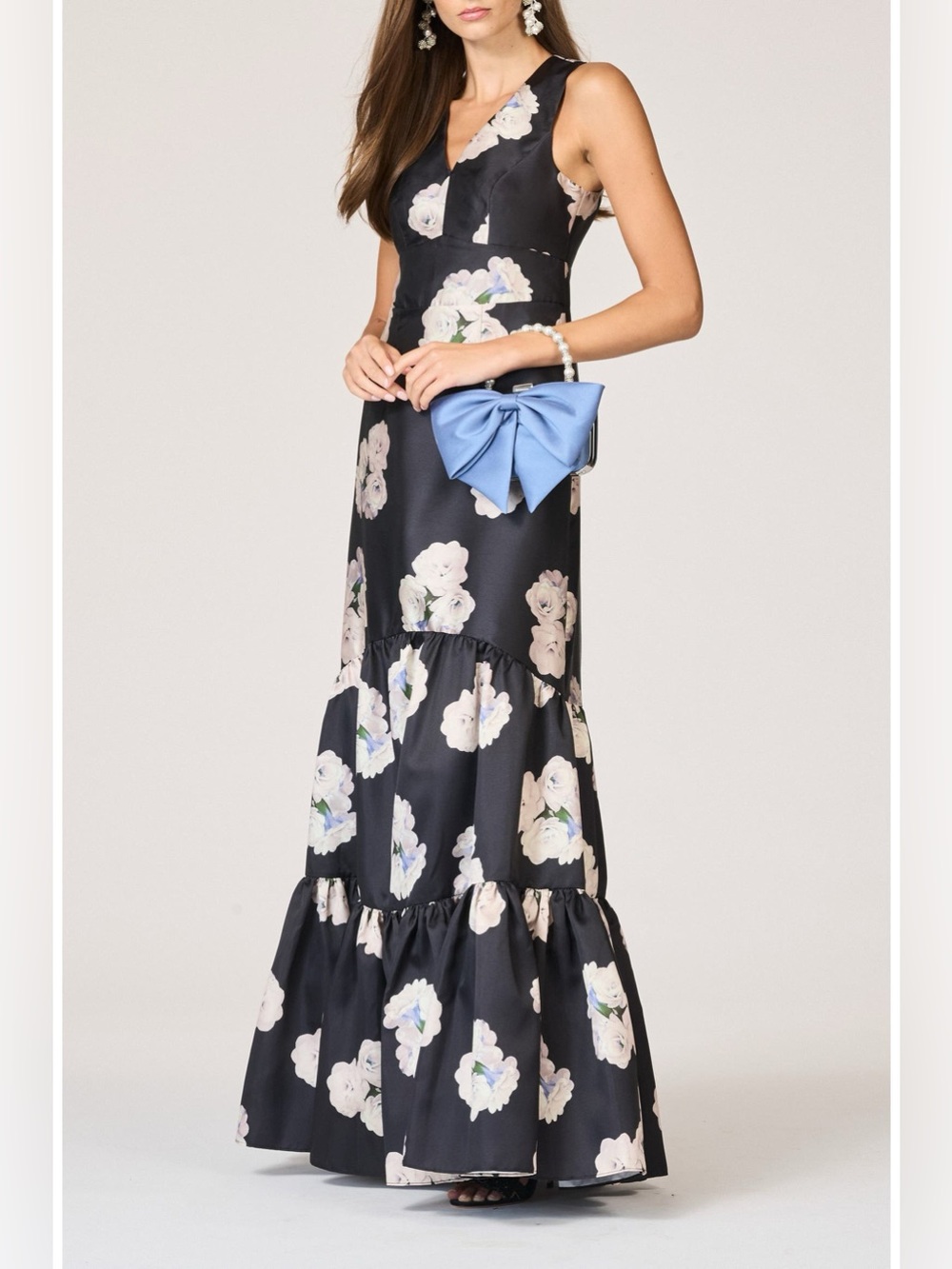 NEW SACHIN & BABI Rori Floral Tiered Mikado Gown Size 14